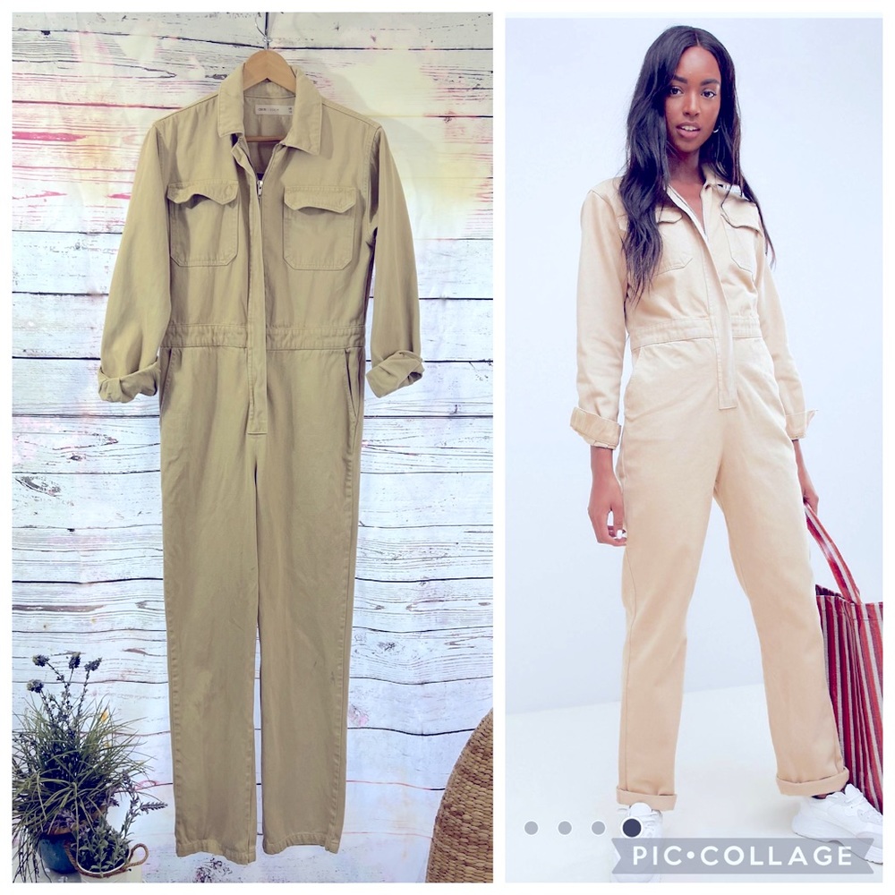 ASOS Design Tall Denim Boilersuit in Stone Size 6